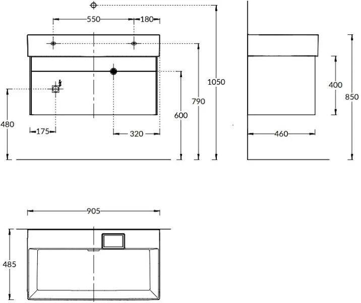Тумба под раковину подвесная Kerama Marazzi Logica 90 см стальной серый LOG.90.2\ST (детальная фотография), серая