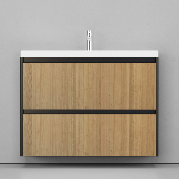 Тумба под раковину подвесная Velvex Klaufs 99 см черная/шатане tpKLA.100.2Y-617.217 (детальная фотография), по запросу