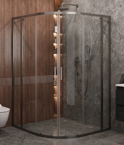 Душевой уголок Cezares Molveno 120х110 см стекло прозрачное профиль оружейная сталь - фото 1