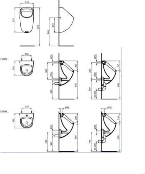 Писсуар подвесной Ideal Standard ProSys Connect с инсталляцией E567101L1 (детальная фотография), белые