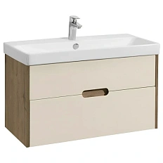 Тумба под раковину подвесная Акватон Оливия 90 см бежевый/дуб веллингтон