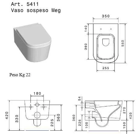 Унитаз подвесной Galassia Meg 11 5411 с сиденьем микролифт (детальная фотография), современные, hi-tech, прямоугольные