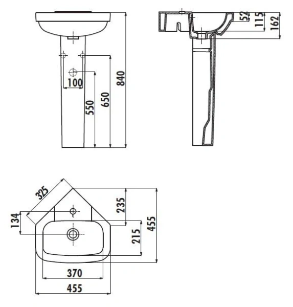 Раковина Creavit Corner 45 см угловая VT145-00CB00E-0000 (детальная фотография), современные, hi-tech