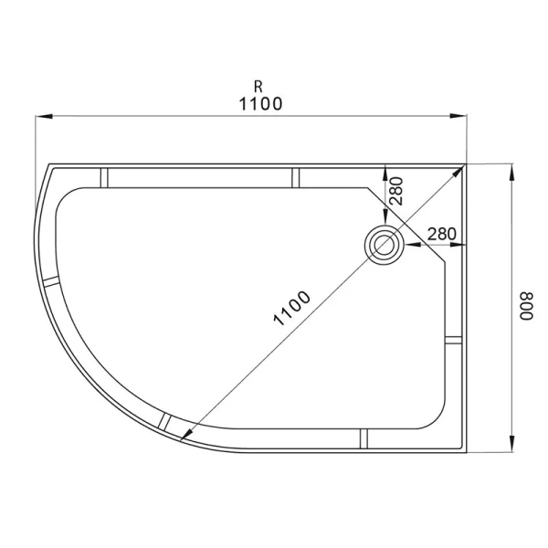 Душевая кабина Deto EM 110x80 см без крыши правая EM1511RN (детальная фотография), хромированный профиль