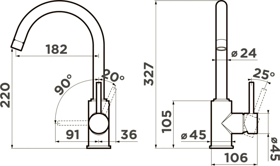 Смеситель для кухни Omoikiri Shinagawa 4974 c поворотным изливом (детальная фотография), для кухни