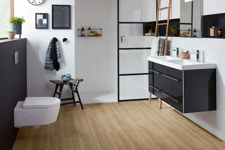 Клавиша смыва Villeroy & Boch ViConnect серая глянцевая 922400RA (детальная фотография), слив эконом-стандарт с двумя клавишами
