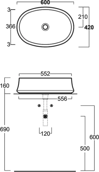 Раковина Simas Sharp 60 см белая SH04bi*0 (детальная фотография), белые