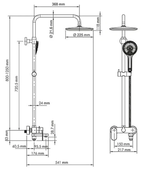 Душевая стойка WasserKRAFT белый A18501 (детальная фотография), современные, hi-tech