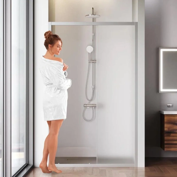 Душевая дверь в нишу AM.PM Gem Solo 120 см профиль хром стекло матовое W90G-120-1-195MM (детальная фотография) index_1