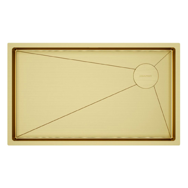Мойка для кухни Paulmark Next-Skew 74 см брашированное золото PM887444-BG (детальная фотография)