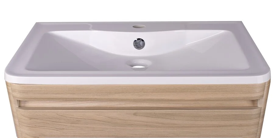 Тумба под раковину подвесная Style Line Атлантика 90 см ясень перламутр СС-00002219 (детальная фотография), светло-коричневая