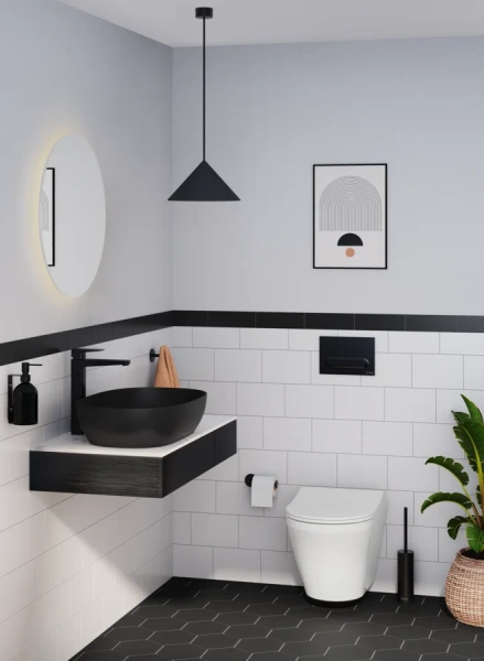Смеситель для раковины VitrA Root Square матовый черный A4273336EXP (детальная фотография), высокие, из латуни, прямоугольная форма
