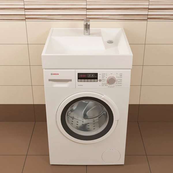 Раковина над стиральной машиной СанТа Юпитер 60 см с кронштейнами 900117 (детальная фотография), над стиральной машиной, пристенные