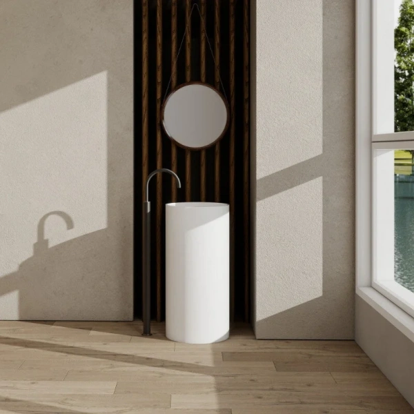 Раковина напольная Abber Stein 40 см белая матовая AS2516 (детальная фотография)