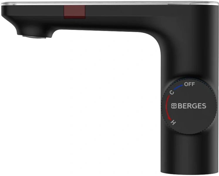 Смеситель для раковины BERGES Morans черный матовый 076002 (детальная фотография), с коротким изливом