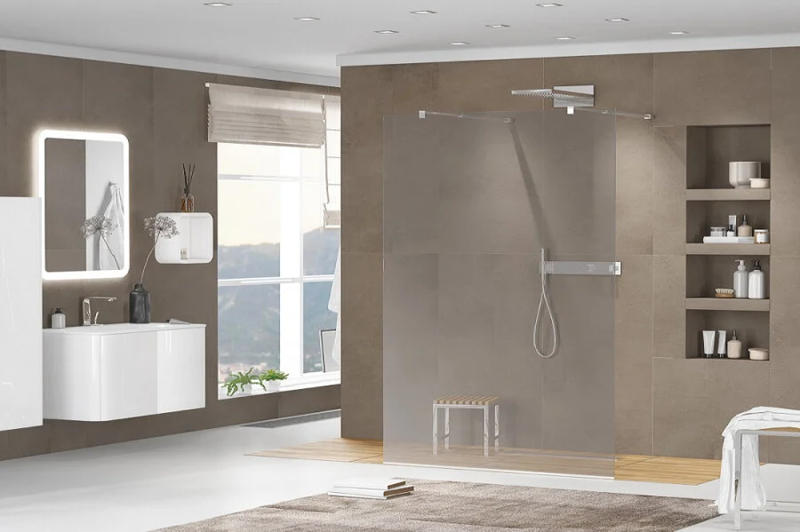 Душевая перегородка Cezares Liberta 120 см стекло графит, профиль хром LIBERTA-L-2-120-120-GR-Cr (детальная фотография), в наличии