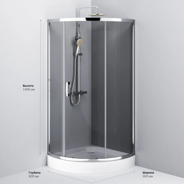 Душевой уголок Am.Pm Like 90x90 см стекло тонированное W83G-315-090CG (детальная фотография), со средним поддоном