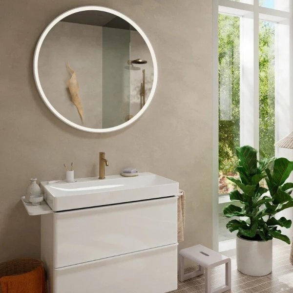 Смеситель для раковины Hansgrohe Tecturis S шлифованная бронза 73310140 (детальная фотография), из латуни, округлая форма, с донным клапаном