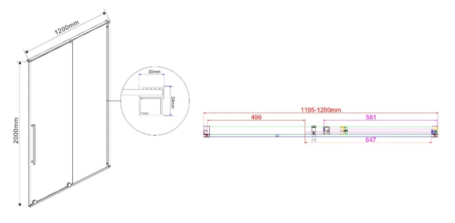 Душевая дверь в нишу Vincea Arno 120 см стекло прозрачное VPS-1A120CL (детальная фотография), современные, hi-tech