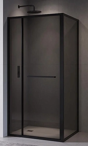 Душевой уголок RGW Leipzig LE-45-B 120x90 см профиль черный, стекло тонированное - фото 1