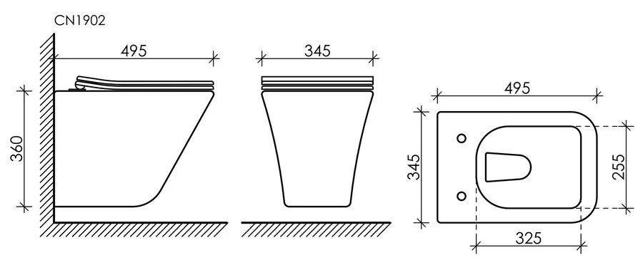Унитаз подвесной Ceramica Nova Mono с микролифтом CN1902 (детальная фотография), белые