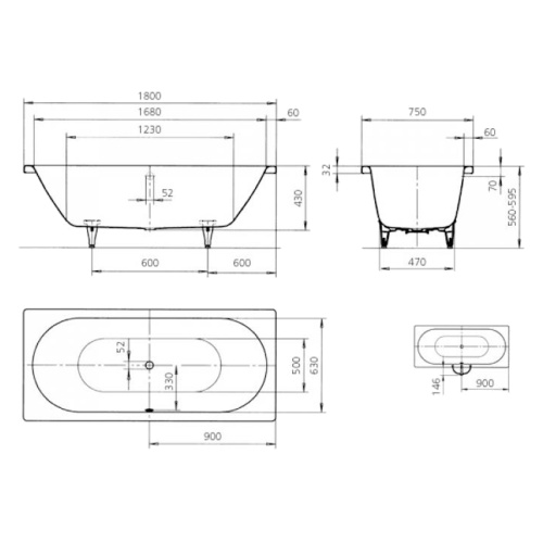 Ванна с противоскользящим покрытием antislip Kaldewei Ambiente 290930000001 (детальная фотография), глубокие