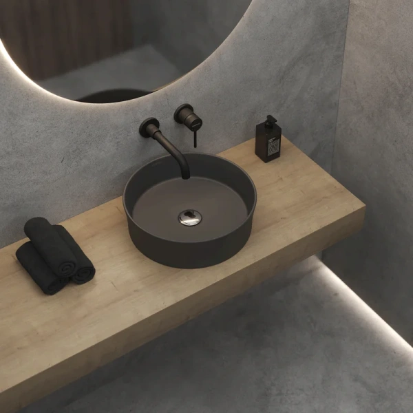 Раковина BERGES Ego 38 см матовый антрацит 181021 (детальная фотография), современные, hi-tech