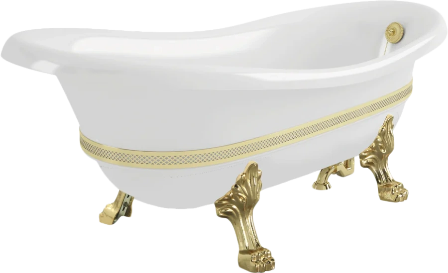 Ванна из искусственного камня Migliore Bella Decor 170х80 см фурнитура золото 26982 (детальная фотография)