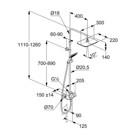 Душевая стойка Kludi Cockpit с термостатом 8005005-00 (детальная фотография), современные, hi-tech