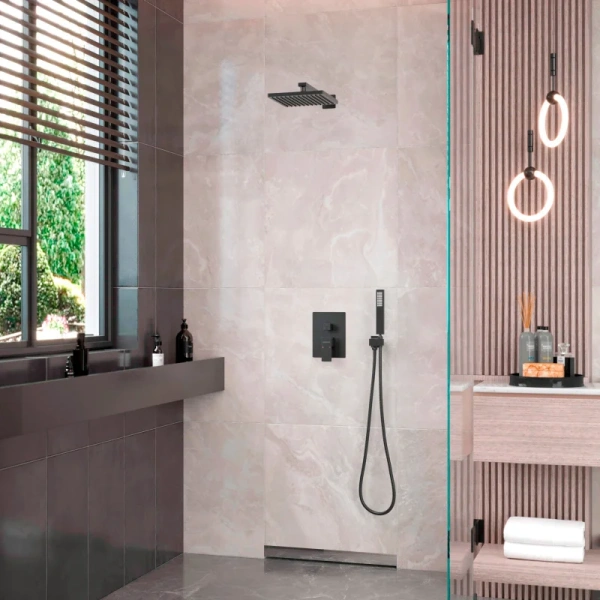 Душевой комплект BERGES Ventas черный матовый 073002 (детальная фотография), душевые комплекты, наборы