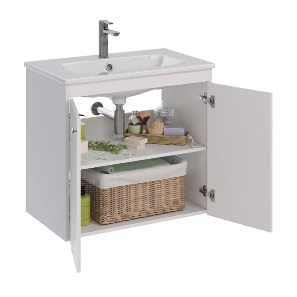 Тумба под раковину подвесная Lemark Romance 80 см белый глянец LM07R80T (детальная фотография), подвесная, пристенная