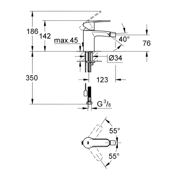 Смеситель для биде Grohe Eurostyle Cosmopolitan 33566002 (детальная фотография), для биде