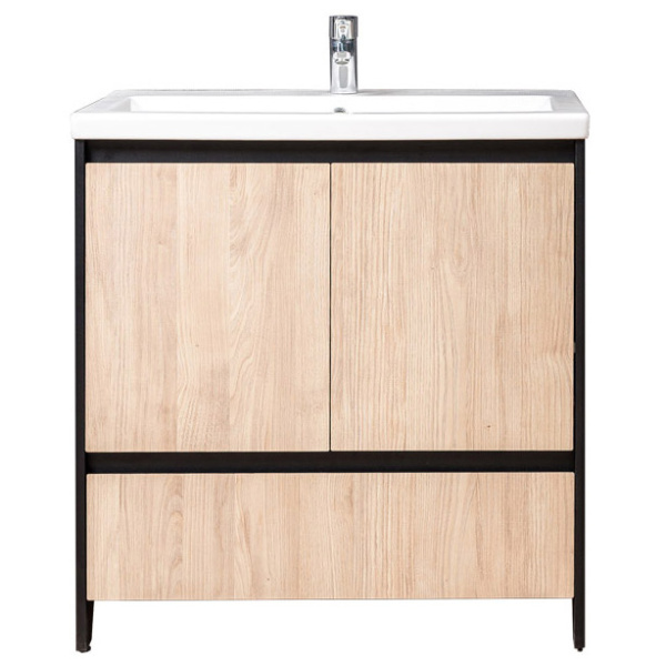 Тумба с раковиной напольная Velvex Klaufs tnKLA.80.2D.1Y-61 80 см МДФ (детальная фотография), моноблок