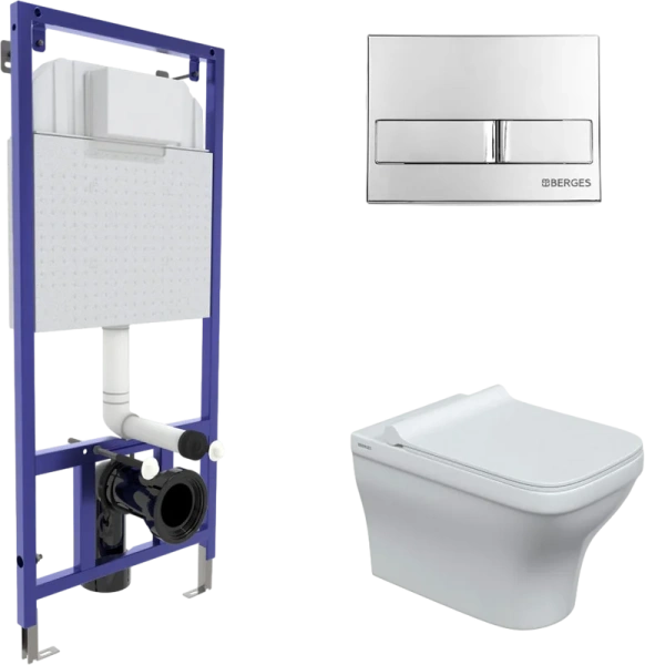 Унитаз с инсталляцией BERGES кнопка L3 042448 (детальная фотография)