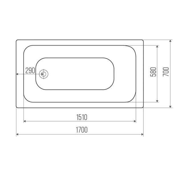 Ванна чугунная Goldman Classic 170х70 CL17070 белая (детальная фотография), прямоугольные