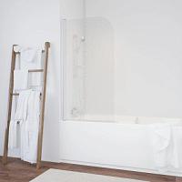 Душевая шторка на ванную профиль черный глянцевый стекло фея Vegas-glass