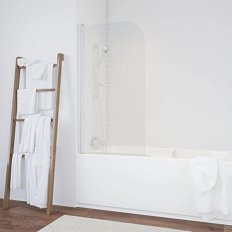 Душевая шторка на ванную профиль черный глянцевый стекло фея Vegas-glass