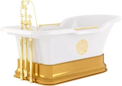 Ванна из искусственного камня Migliore Impero Podium 180х87 см фурнитура золото - фото 3