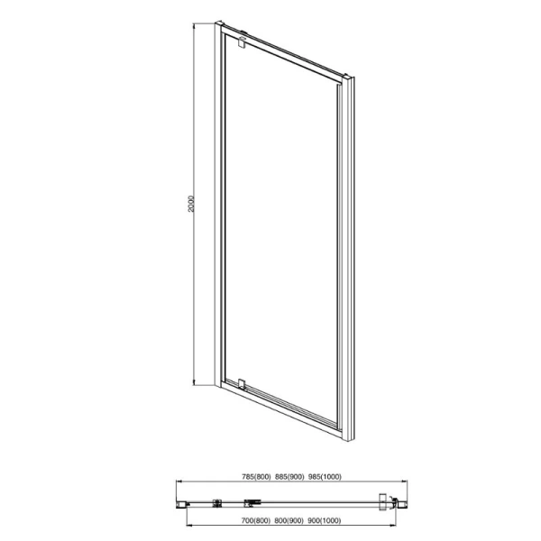 Душевая дверь Акватек 90 см профиль черный матовый AQ ARI PI 09020BL (детальная фотография), современные, hi-tech