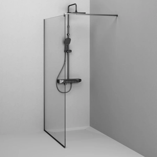 Душевая перегородка Am.Pm Func 110 см профиль черный W84WI-110-F1-BTE (детальная фотография), прозрачные