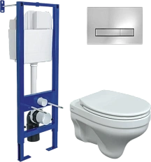 Унитаз с инсталляцией BERGES Albit S кнопка хром