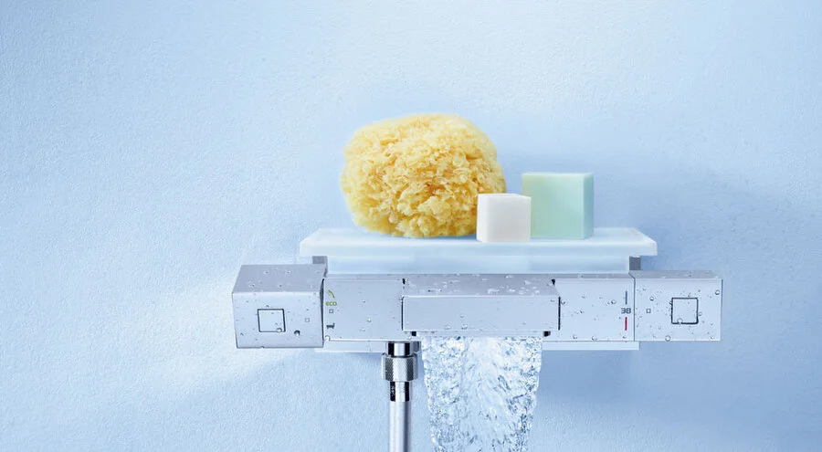 Смеситель для ванны термостатический Grohe Grohtherm Cube 34502000 (детальная фотография), прямоугольная форма