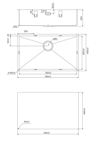 Мойка для кухни IDDIS Edifice 74 см сатин EDI74S0i77 (детальная фотография), встраиваемые, интегрированные