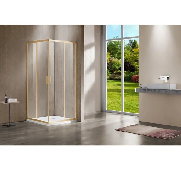 Душевой уголок Vincea Garda 110х90 см брашированное золото стекло прозрачное VSS-1G9011CLG (детальная фотография), золото