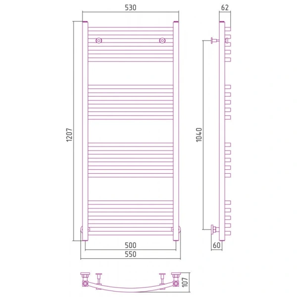 Полотенцесушитель водяной Сунержа Аркус 50х120 см белый матовый 30-0251-1250 (детальная фотография), современные, hi-tech