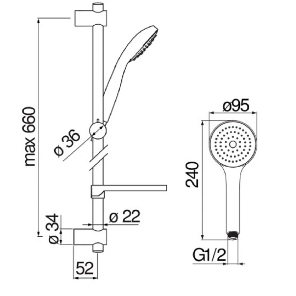 Душевой гарнитур Nobili с полкой AD140/60CR (детальная фотография), душевые гарнитуры