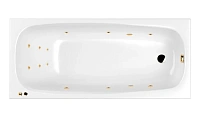 Ванна гидромассажная Whitecross Layla Line, 180 х 80 см, увеличенная толщина акрила, усиленная армировка, белый/золото, 0102.180080.100.LINE.GL