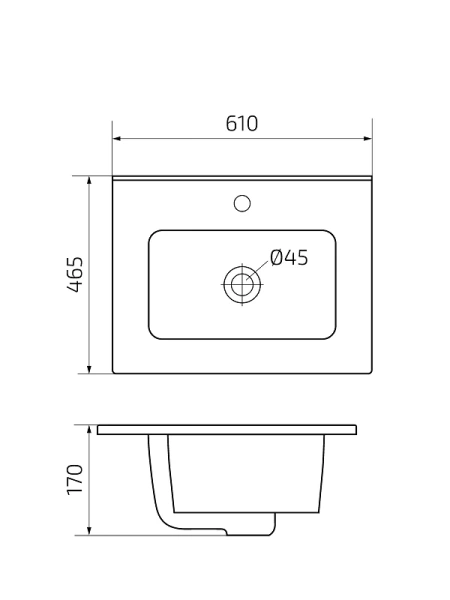 Раковина GID Integrado 9060s 61 см белая 71155 (детальная фотография), современные, hi-tech