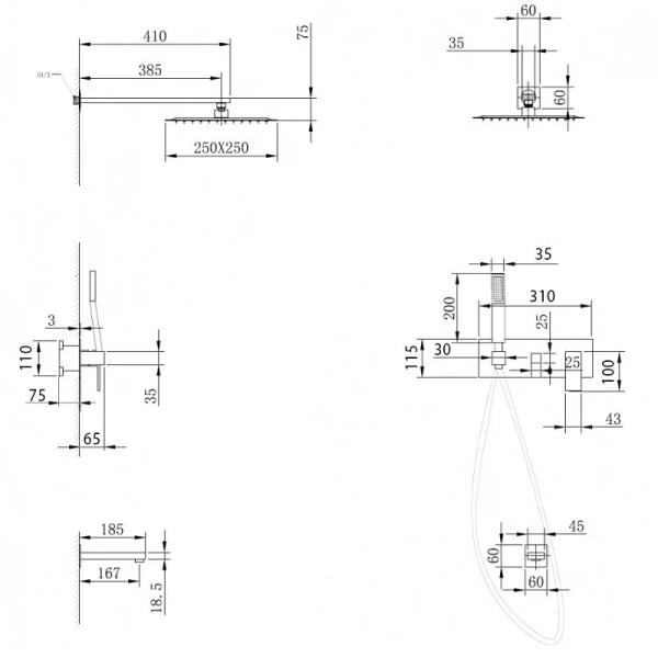Душевой комплект Abber Daheim белый матовый AF8217W (детальная фотография), комплекты