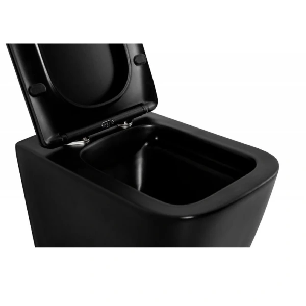 Унитаз подвесной BelBagno Ardente-C черный матовый BB3202CHR-MB (детальная фотография), недорогие, безободковые, с антивсплеском